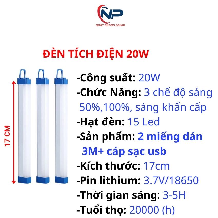 Đèn led siêu sáng, đèn tích điện Nhatphongsolartrang trí phòng 20W, 40W, 60W, 3 chế độ sáng, có nam châm 2 đầu, chống nước IP65, quà tặng 4 nút bịt ổ cắm