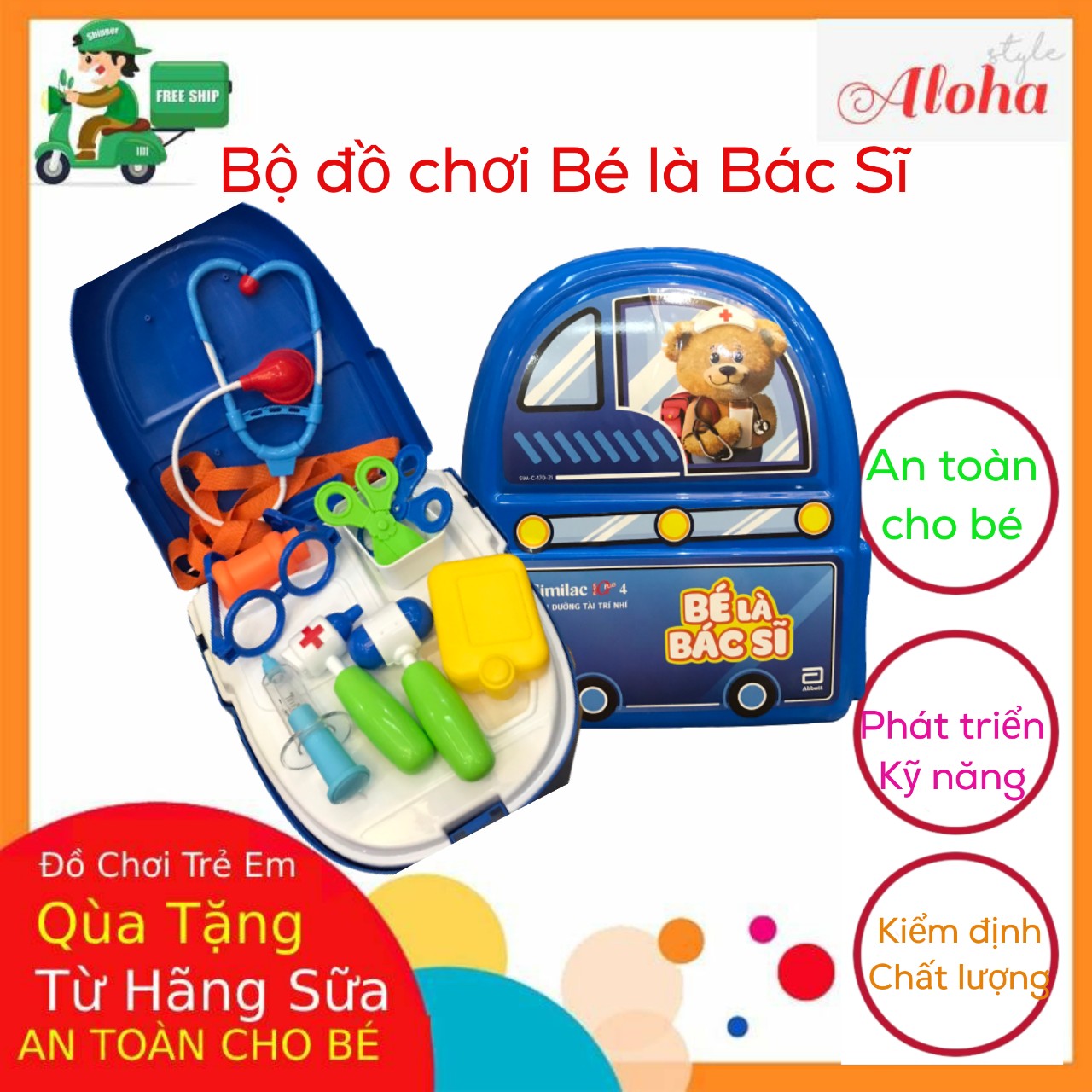 Bộ đồ chơi Bác Sĩ cho bé - Quà tặng Similac- Đồ chơi cho bé- đồ chơi trẻ em-Bộ Đồ chơi nhập vai- ALOHA STORE