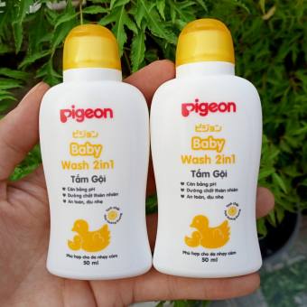 Set 2 chai Sữa tắm gội cho bé Pigeon 50ml