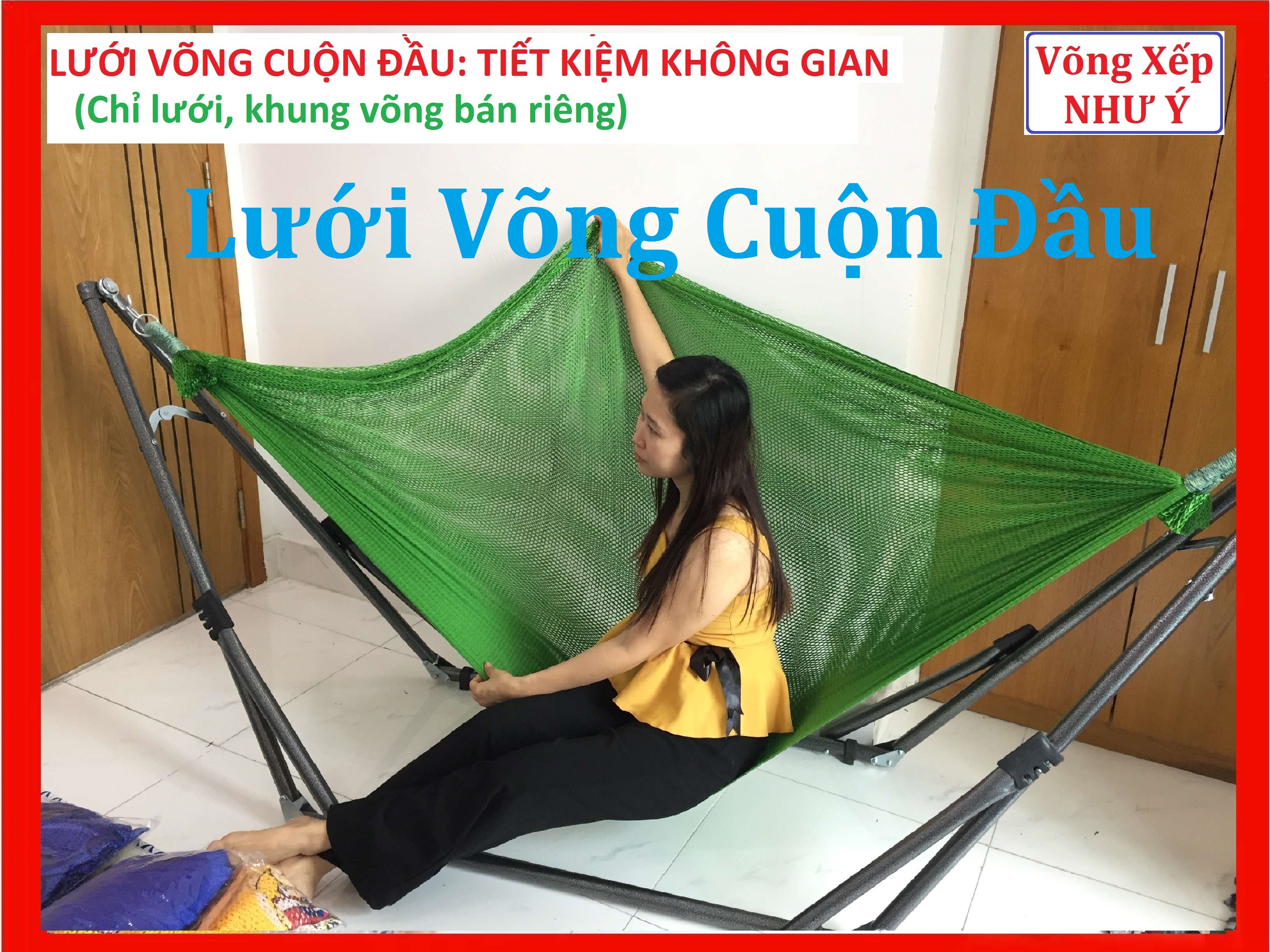Lưới võng CUỘN ĐẦU người lớn Size Đại, cực rộng, tiết kiệm không gian, Lưới võng size người lớn, Lưới võng xếp dày rộng, lưới võng 2 lớp, # lưới võng cỡ đại, #lưới võng loại lớn, #lưới võng xếp võng lưới 2 lớp