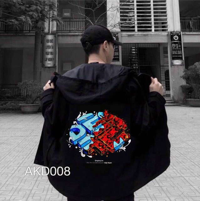 ÁO Khoác Dù Kiểu Cổ Bẻ,Logo In Chữ DEGREY Kiểu,Form Rộng Thoáng Mát Hót Trend