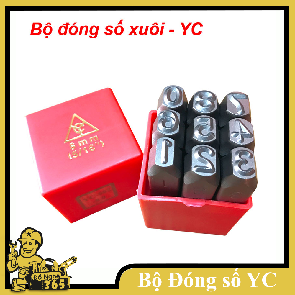 Bộ đóng số 2mm hiệu YC -, bộ đóng số khung xe máy, bộ đục số khung số máy sản xuất tại Đài Loan từ số 0 đến số 9, đóng số lên mặt phẳng kim loại