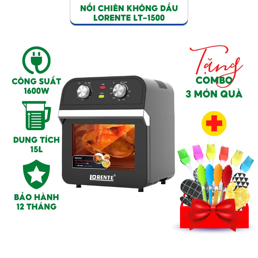 [Mã 10%off giảm 10% đơn từ 100K] Nồi Chiên Không Dầu Lorente Lt-1500 - Hàng Chính Hãng