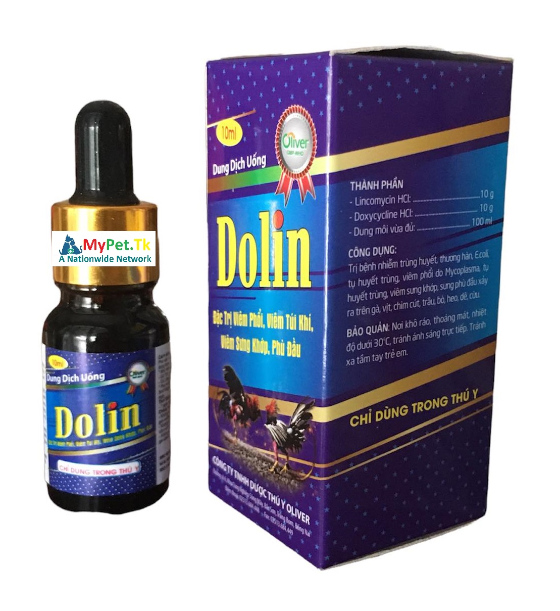 Oliver Dolin - Th uốc Đặc Tr ị Viêm Phổi, Viêm Túi Khí, Viêm Sưng Khớp, Phù Đầu, Tụ Huyết Trùng, Ký Sinh Trùng Đường Máu Gà Đá 10ML