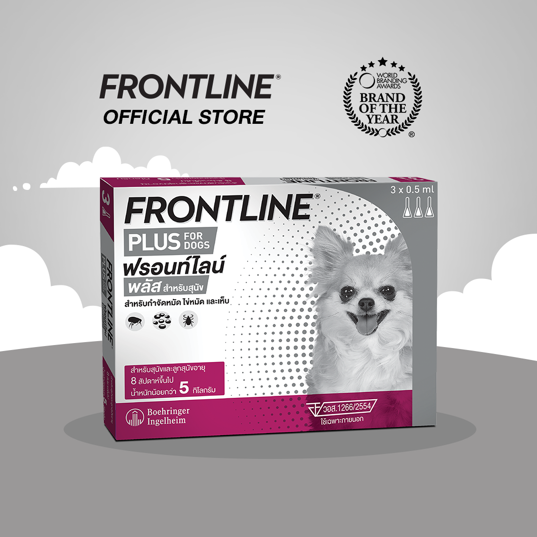 โฉมใหม่ FRONTLINE PLUS DOG Size XS (less than 5 kg) ฟรอนท์ไลน์ พลัส หยดกำจัดเห็บหมัด สำหรับสุนัข ขนาด XS (น้ำหนักน้อยกว่า 5 กก.) ราคา 545 บาท*ส่งฟรี