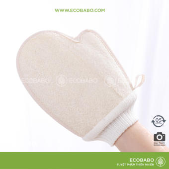 Găng tay tắm tẩy tế bào chết xơ mướp tự nhiên cả bàn tiện dụng - Ecobabo