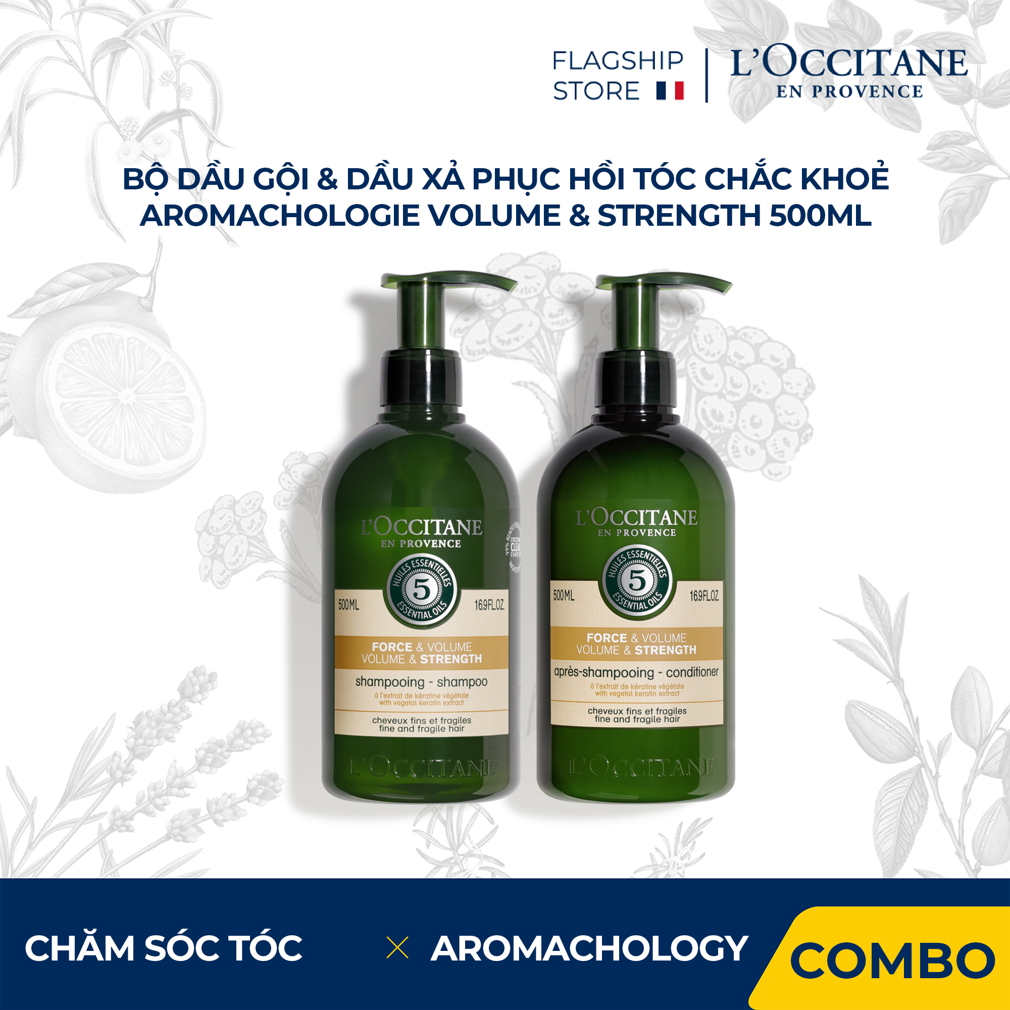 Dầu Gội - Dầu Gội Phục Hồi Tóc Chắc Khoẻ và Bồng Bềnh Tự Nhiên L'Occitane Aromachologie Volume & Str
