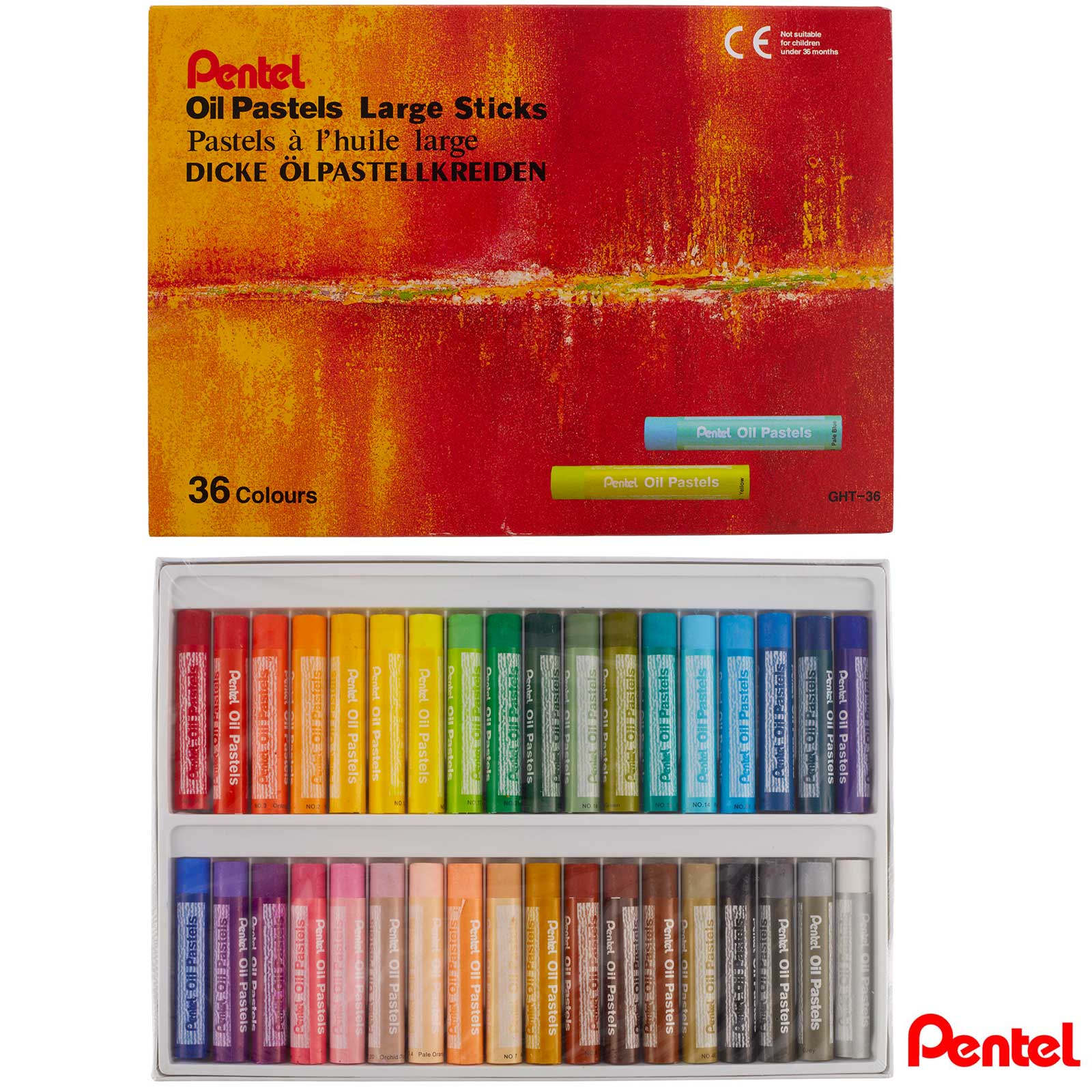 Pentel Oil Pastels Large Assorted Colours (Pack of 12) GHT-12