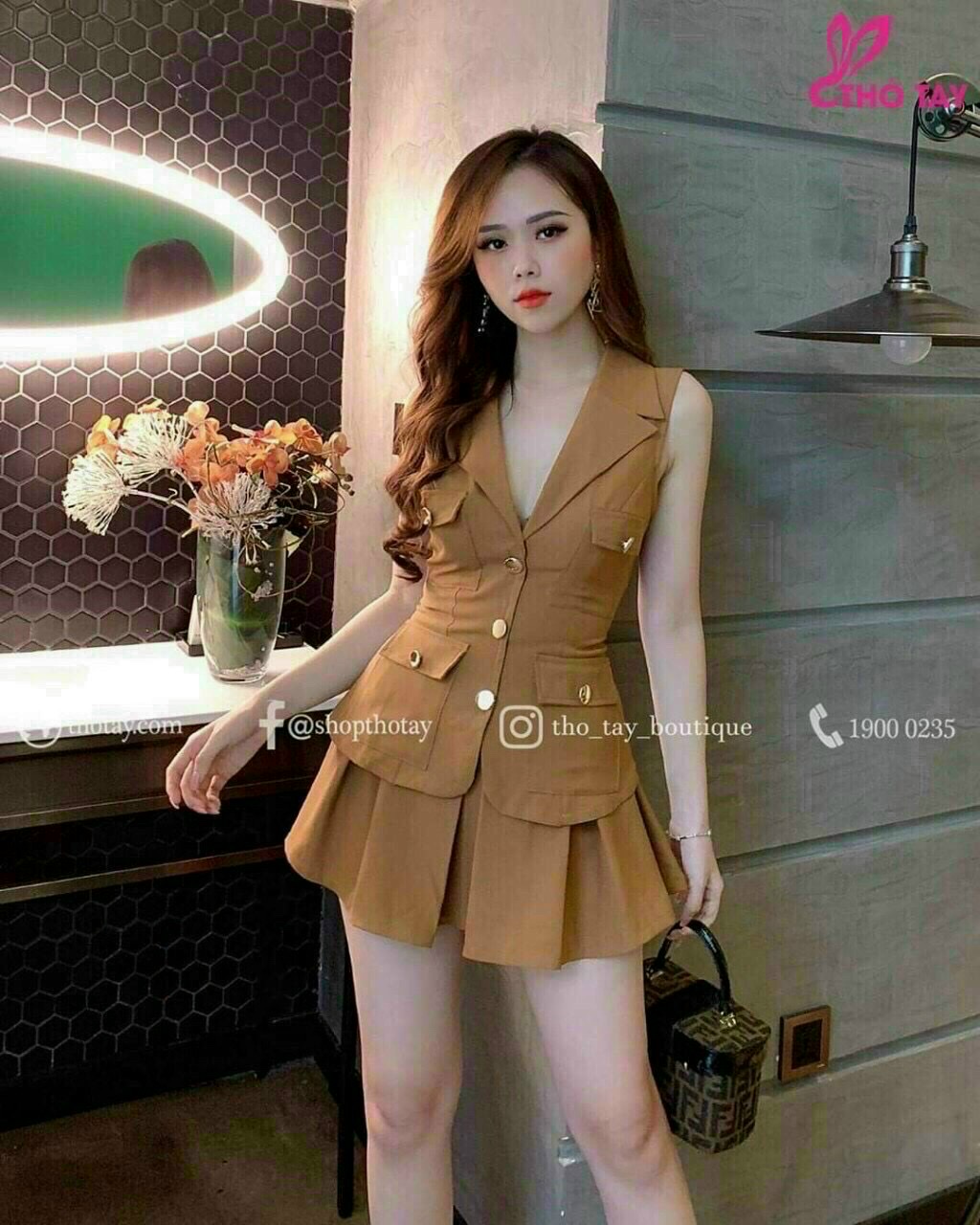Sét bộ nữ đi chơi sét đồ nữ áo sơ mi tay phồng thắt nơ lưng và chân váy ngắn xinh xắn dễ thương thời trang Bella Luu Shop