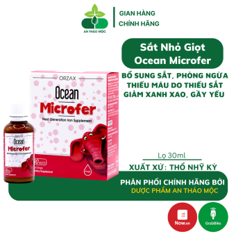 Sắt nhỏ giọt Ocean Microfer bổ sung sắt phòng ngừa thiếu máu cải thiện tình trạng xanh xao gầy yếu chóng mặt 30ml