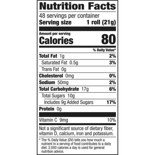 KẸO DẺO TRÁI CÂY CUỘN FRUIT BY THE FOOT CỦA MỸ hương Berry và Strawberry trọng lượng 21gr/cuộn