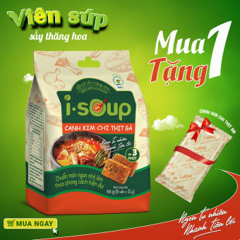 Canh kim chi thịt gà ăn liền I-SOUP 66g túi 06 viên
