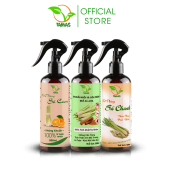 Xịt thơm phòng thiên nhiên chai 500ml nhiều mùi tự chọn: Xịt phòng Sả Cam, Xịt phòng Sả Chanh, Xịt đuổi muỗi và côn trùng Quế- Sả Java.