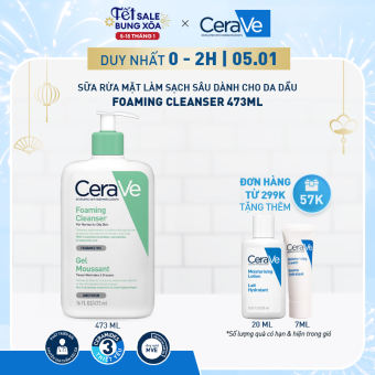 Sữa rửa mặt giúp làm sạch sâu dành cho da dầu CeraVe Foam Cleanse 473ML