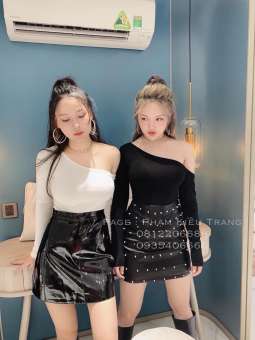 Áo Thun Lụa Tay Dài Kiểu Lệch Vai Xéo Hình Chiếc Lá Quyễn Rũ TTSL0188