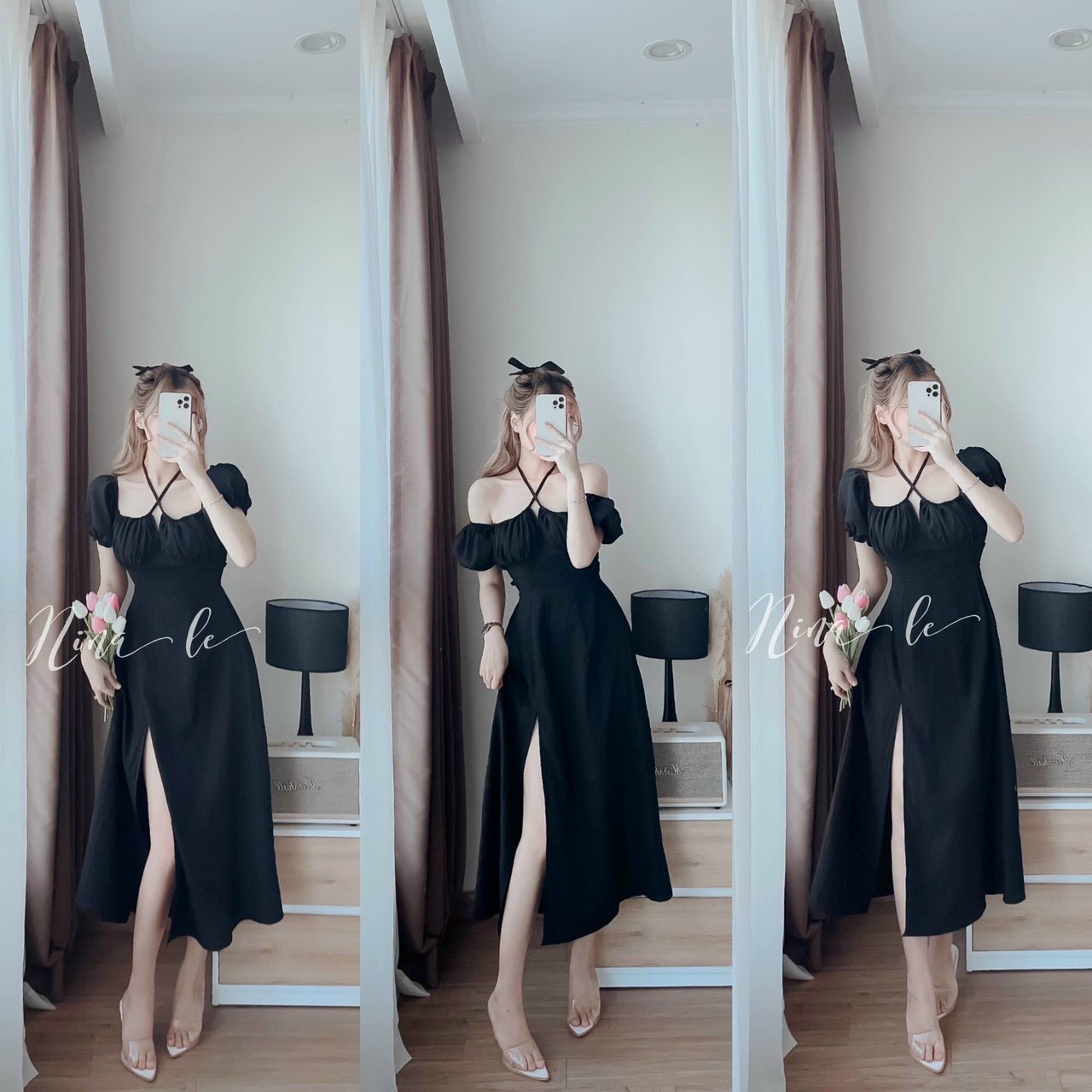 Đầm nữ đi chơi, dáng dài xẻ tà xinh xắn