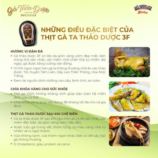 Gà 3F Herbal 1.2kg tươi mới mỗi ngày [HCM] - Gà thảo dược cao cấp không kháng sinh