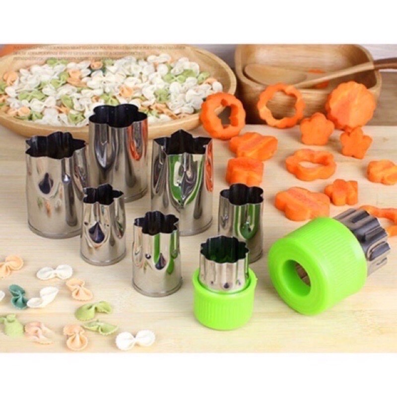 Bộ dụng cụ cắt tỉa rau củ quả 8 món - Dụng cụ cắt tỉa hoa quả đa năng - Khuôn tạo hình rau củ quả