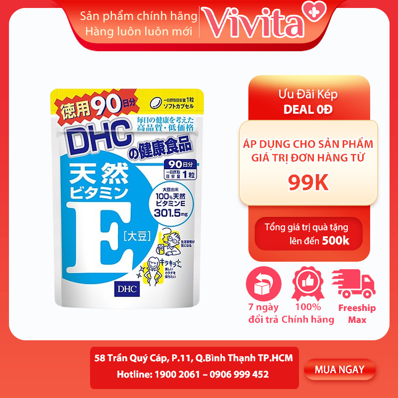 Viên uống dhc bổ sung vitamin e nhật bản 90 ngày