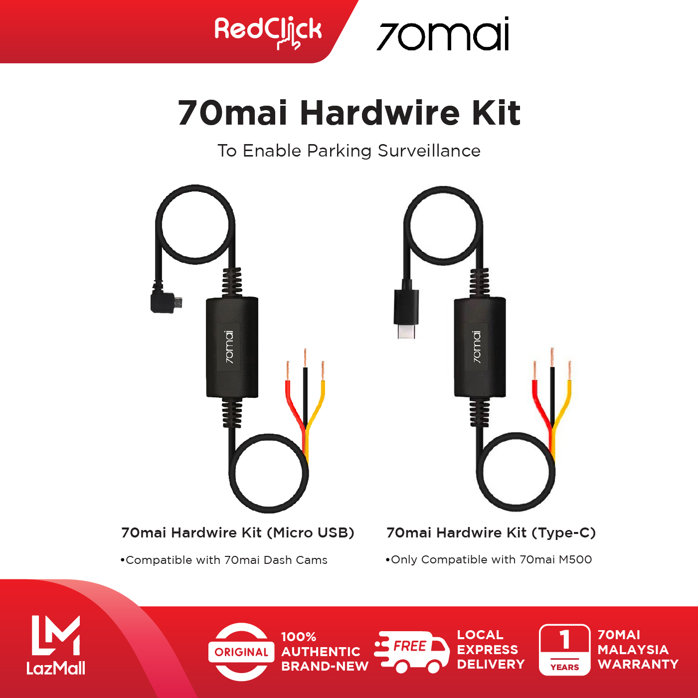 70mai Hardwire Kit UP02 / UP03 For 24 Hours Parking Surveillance Compatible with 70mai Dashcam