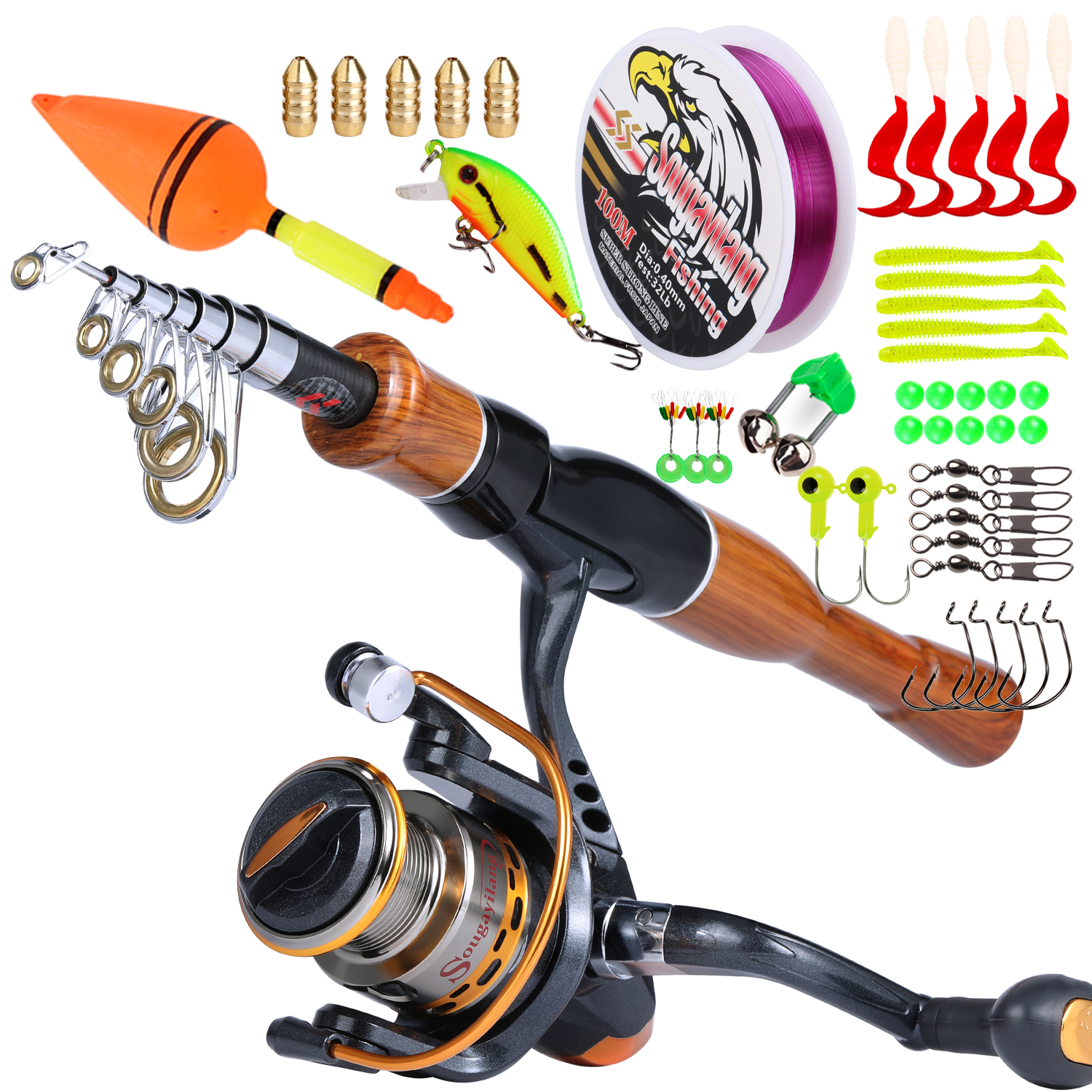 COD Sougayilang Bộ Hoàn Chỉnh Câu Cá Bộ Máy Đứng Bộ Máy Ngang Cần Câu Rút 1.6M Và Máy Câu 12 + 1BB H