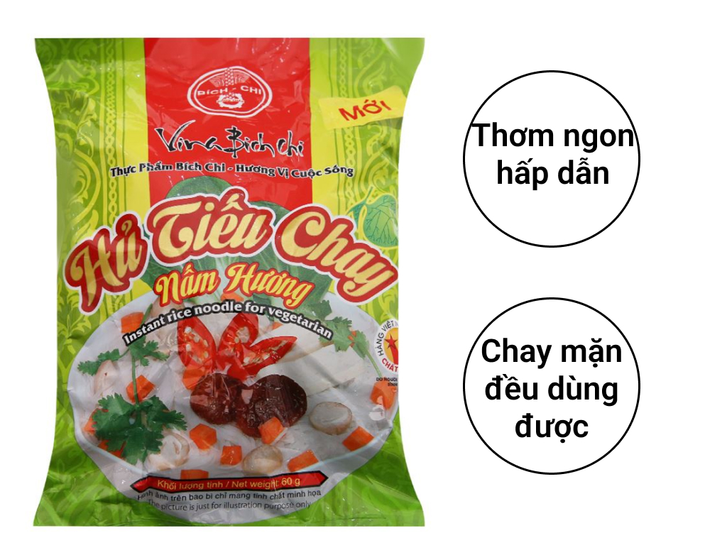 Combo 10 gói hủ tiếu chay nấm hương Bích Chi |Hủ tiếu chay ăn liền