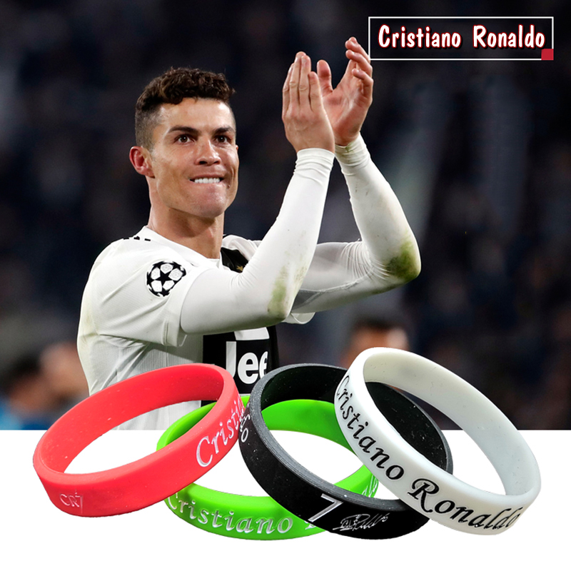 Vòng Tay Bóng Đá 1.0 Silicone Cao Cấp In Logo Các Ngôi Sao Bóng Đá Ronaldo, Messi, Neymar
