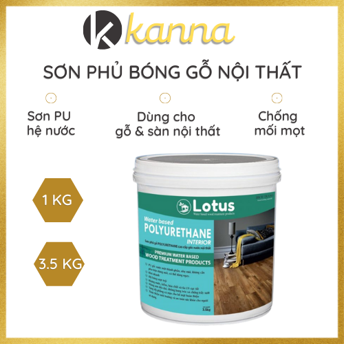 Sơn phủ bóng mờ gỗ pu hệ nước, không dung môi, nhẹ mùi, dùng trong nhà