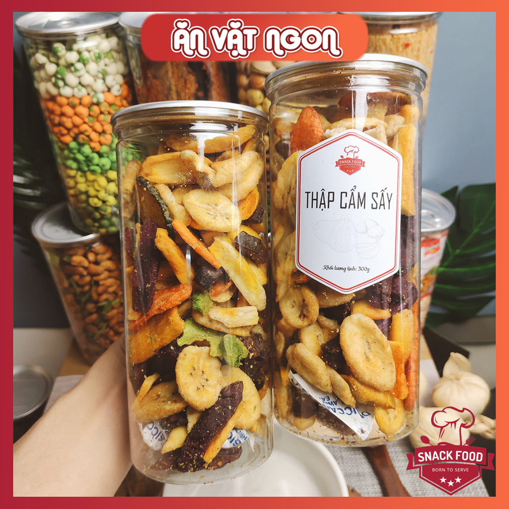 300g trái cây thập cẩm sấy giòn, hủ pet, snack food