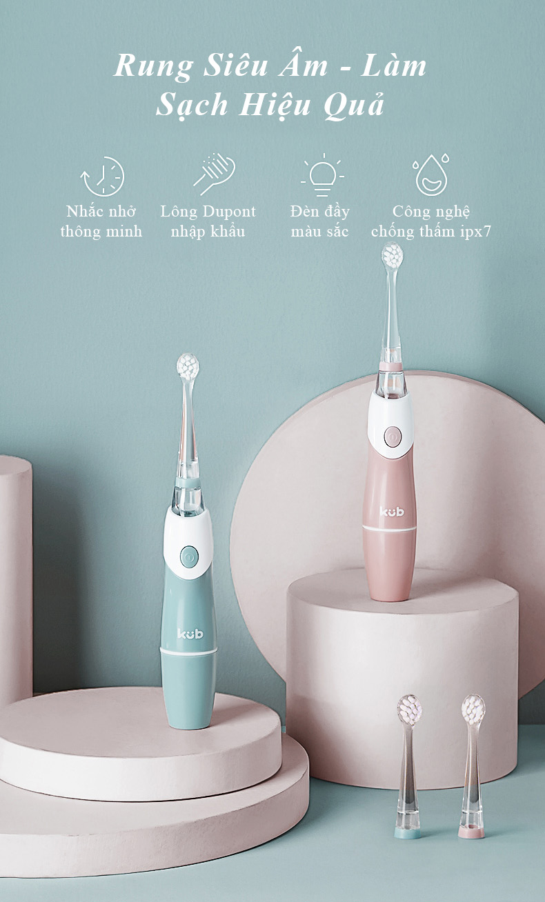 Bàn chải điện đánh răng rung siêu âm cho bé - kub