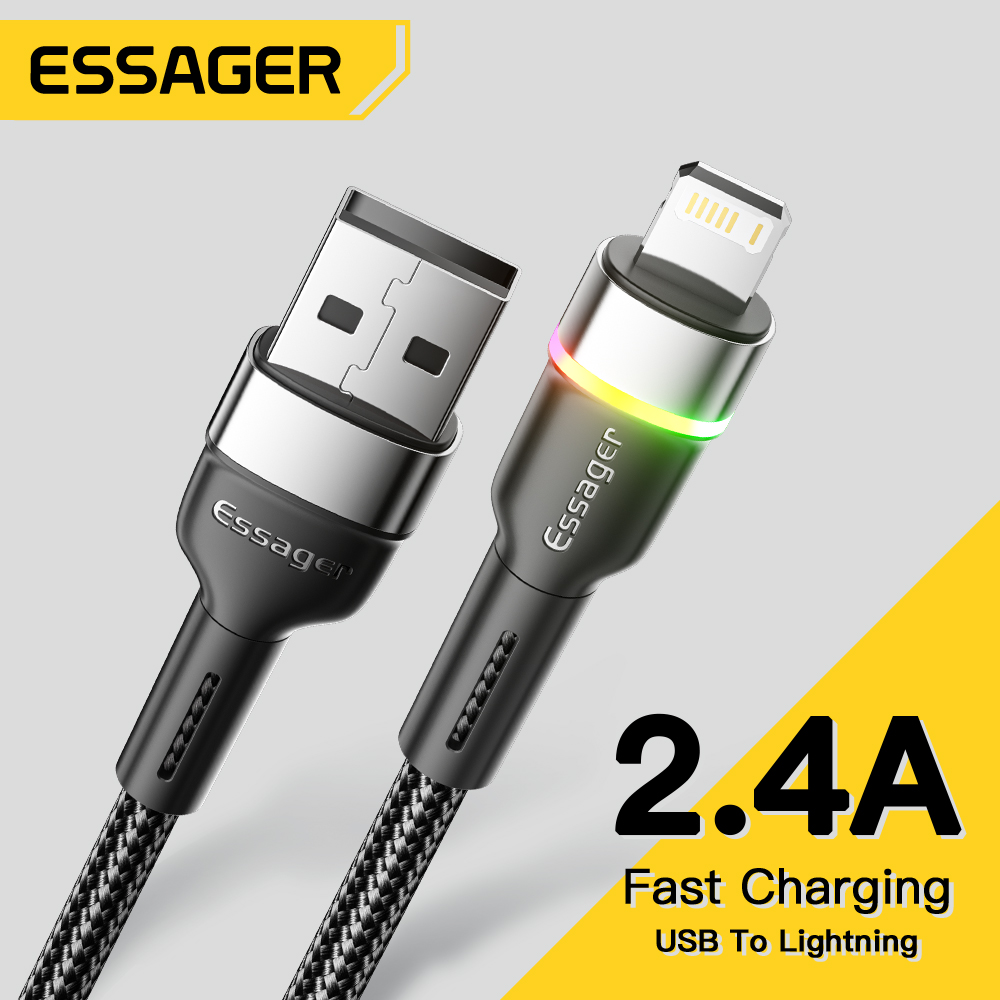 Essager Dòng Điện 2.4A Để Sạc Thiết Bị Cực Nhanh 0.5M/1M/2M/3M Cáp Sạc Di Động Usb Nhanh Sạc Led Cho