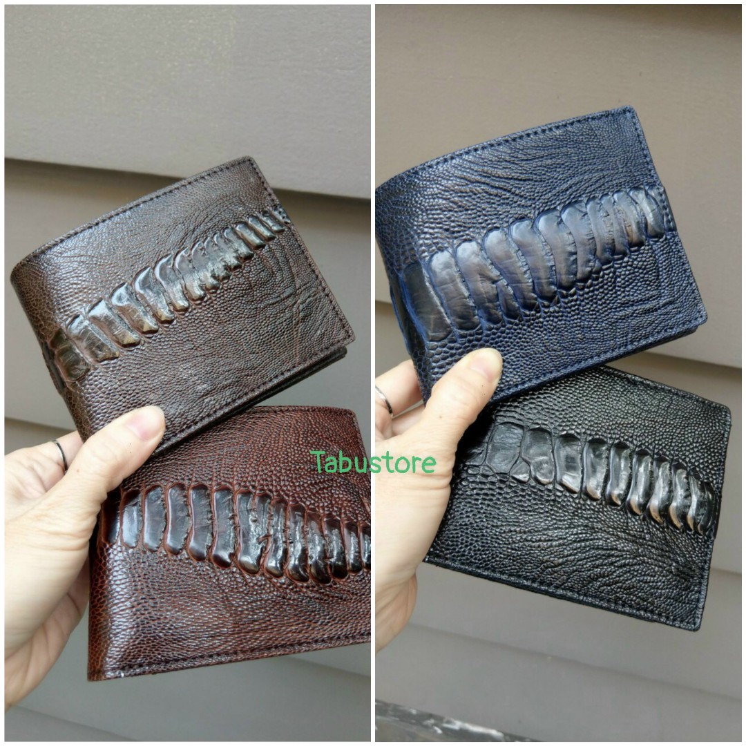 Ví nam da đà điểu nhập phong cách âu mỹ sử dụng ngăn ẩn không dùng khóa kéo truyền thống da đà điểu mệnh danh kim cương của đồ da