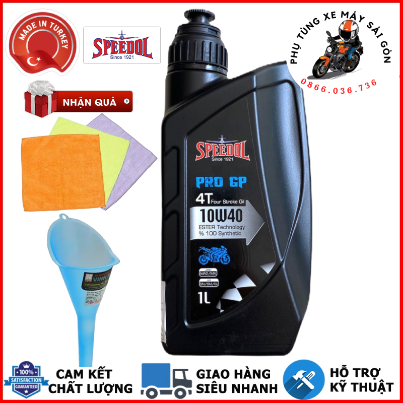  Nhớt SPEEDOL PRO GP 10W40 tổng hợp dành cho xe côn tay PKL  Mua 5 tặng 1 phểu  