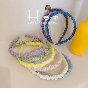 Bờm tóc nhún lụa satin màu sắc Her Accessories