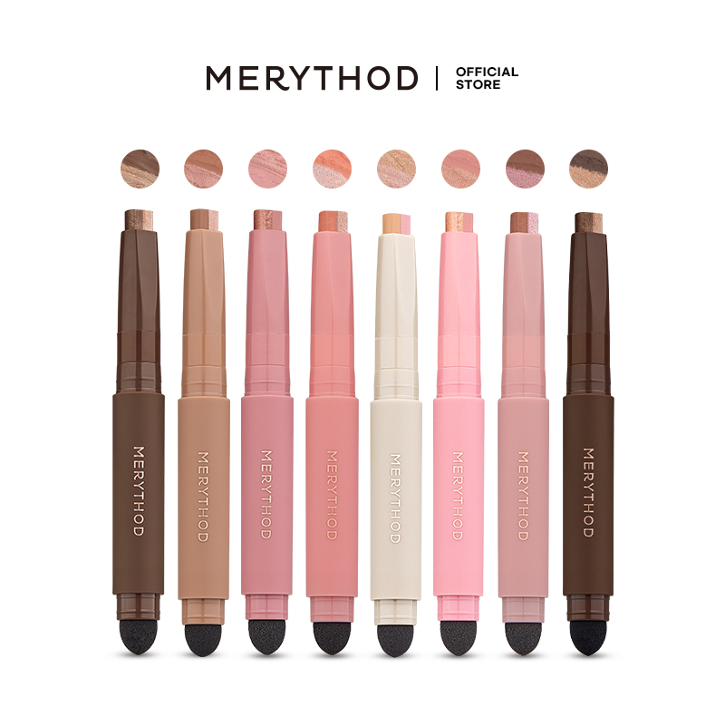Gambar MERYTHOD Two Tones Color Stick Eyeshadow with Blending Sponge Tip Smudge proof, Made in Korea