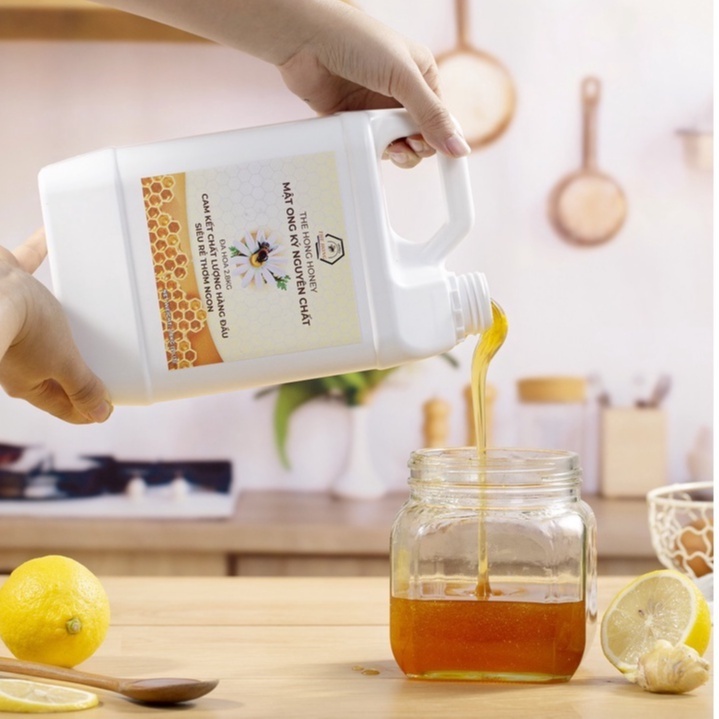Mật ong nguyên chất đóng can 2 lít cao cấp chuẩn 100% - thế hồng honey