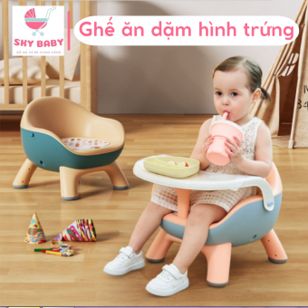 Ghế ăn dặm cho bé - ghế tập ngồi cho bé hình trứng cho bé - bàn ăn dặm tháo rời đệm da êm ái