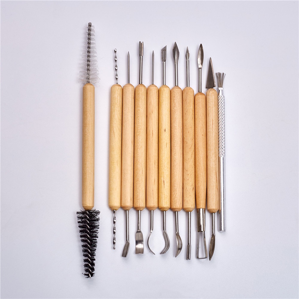 Pottery Tool Kit Clay Tools Professional Artist Bahan Tanah Liat Wooden Tools Art Craft Supplies Mold Clay Art