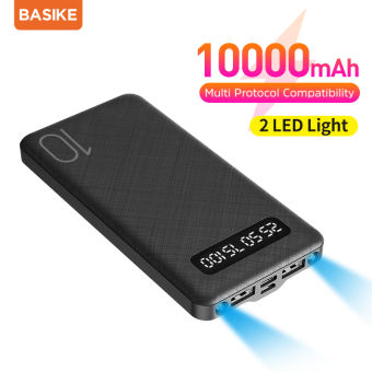 BASIKE PT69P Nguồn điện 10000mAh Màn hình LED màn hình kỹ thuật số với 2 đèn cho iPhone Huawei Samsung Xiaomi Oppo Vivo Sạc
