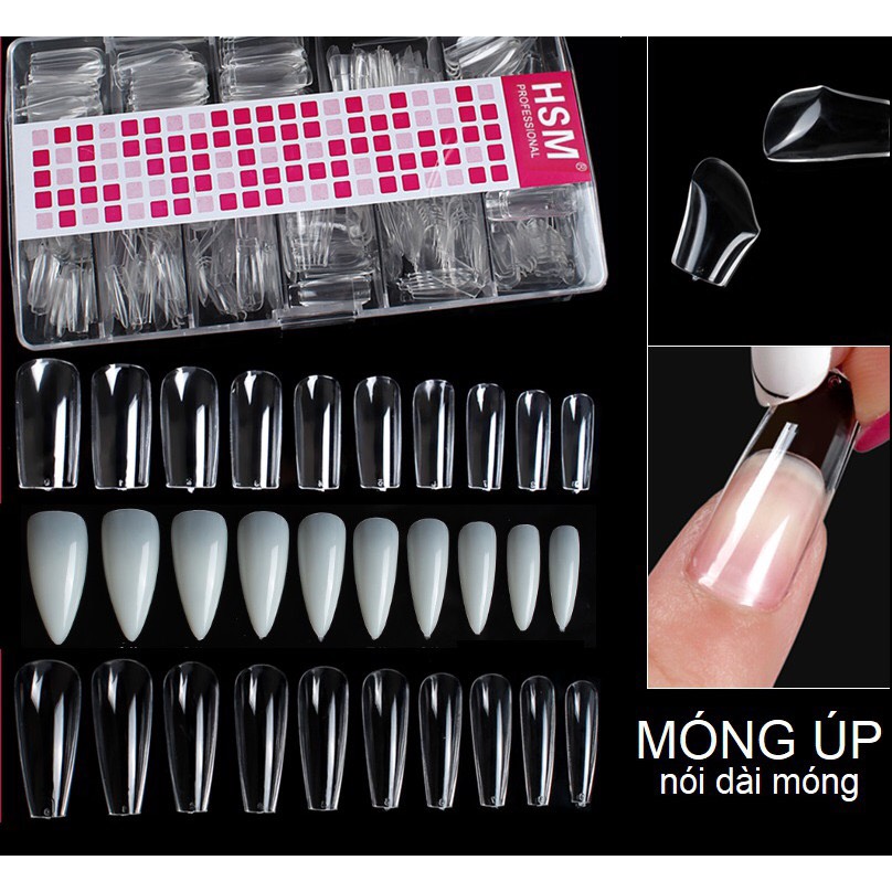 Móng úp HSM chính hãng - Hộp 500 móng ốp form chuẩn đẹp