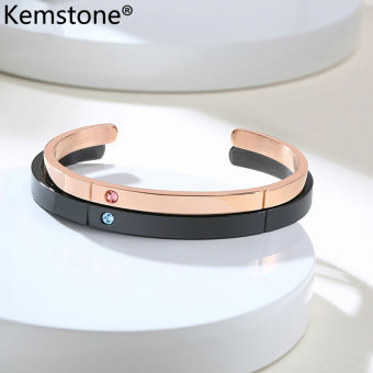 Vòng Tay Kemstone Cho Nam Nữ, Vòng Tay Thép Không Gỉ In Chữ Màu Đen/Vàng Hồng Cho Cặp Đôi
