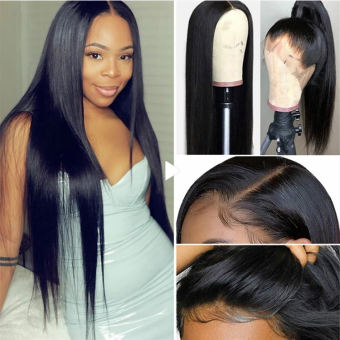 Tóc Giả Nguyên Bản Cho Nữ Tóc Thật Tóc Giả Ren Trước Brazil Thẳng Dài Ren MềM Tổng Hợp Chịu Nhiệt