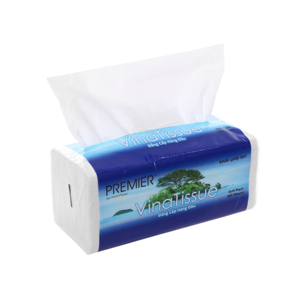 Khăn giấy lụa rút premier vinatissue 2 lớp gói 280 tờ