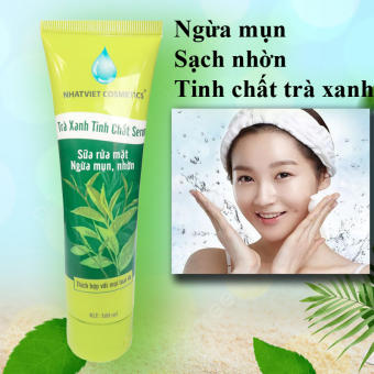 Sữa rửa mặt ngừa mụn sạch nhờn NHẬT VIỆT COSMETICS chiết xuất trà xanh tinh chất serum 100ml