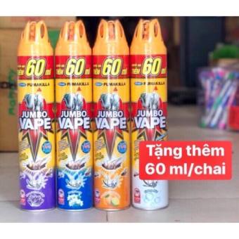 Bình xịt côn trùng Jumbo vape hương cam chanh chai 600ml tặng 60ml