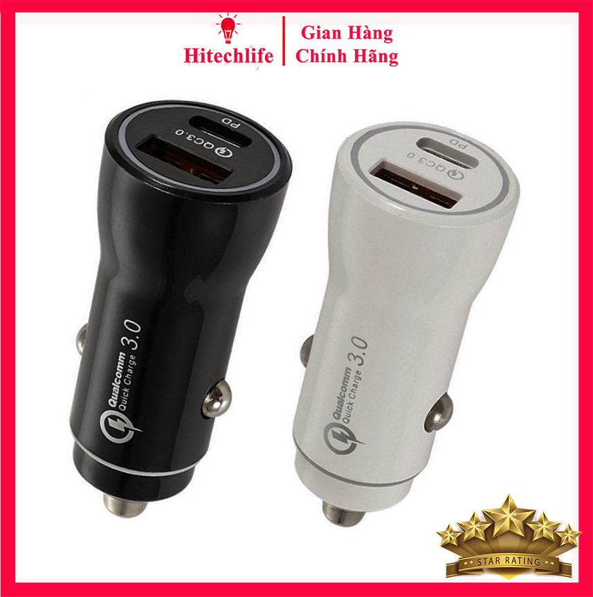 Tẩu Sạc Nhanh Ô Tô Qualcomm 4.0 Gồm 2 Cổng USB Tiện Dụng - Tẩu Sạc Di Động Xe Hơi Hitechlife Chuyên Dụng Cao Cấp Giá Rẻ