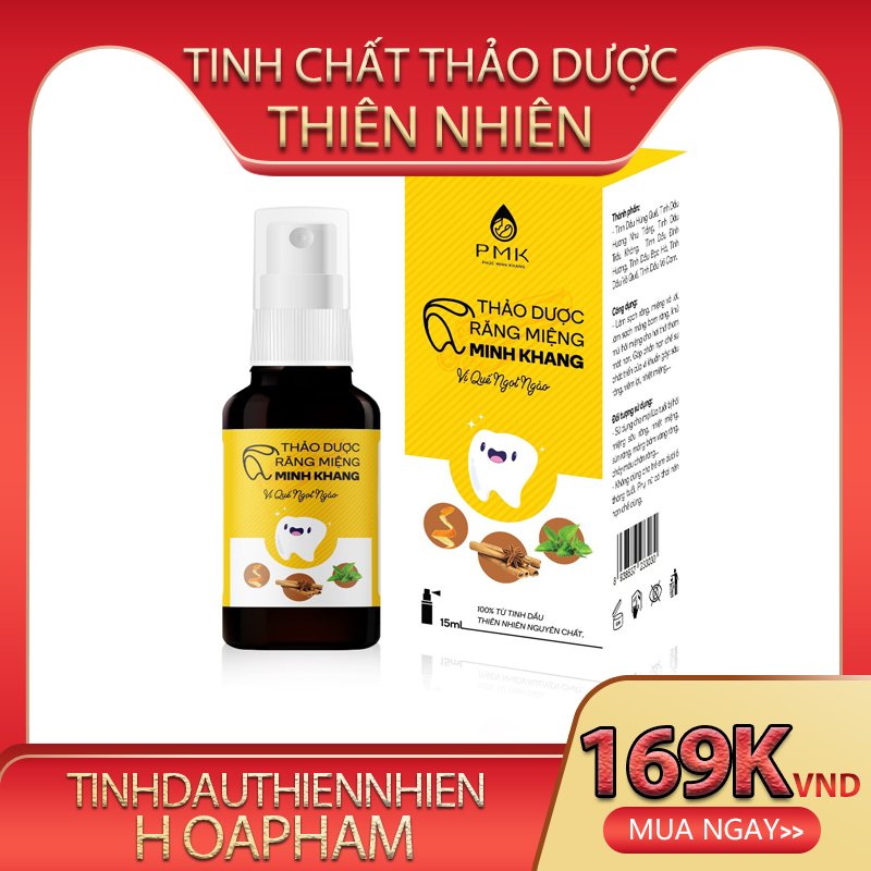 Tinh dầu thảo dược răng miệng Minh Khang vị quế ngọt ngào dành cho bé 15ml