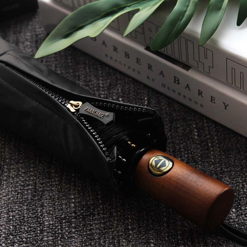 Dù Che Nắng Tự Động Parachase, Tay Cầm Bằng Gỗ Cho Nam Doanh Nhân Ô GẤP Bằng Nhôm 10K Ô Chống Nắng Chống Tia Cực Tím Cho Nữ Ô Du Lịch Mùa Hè Chống Gió