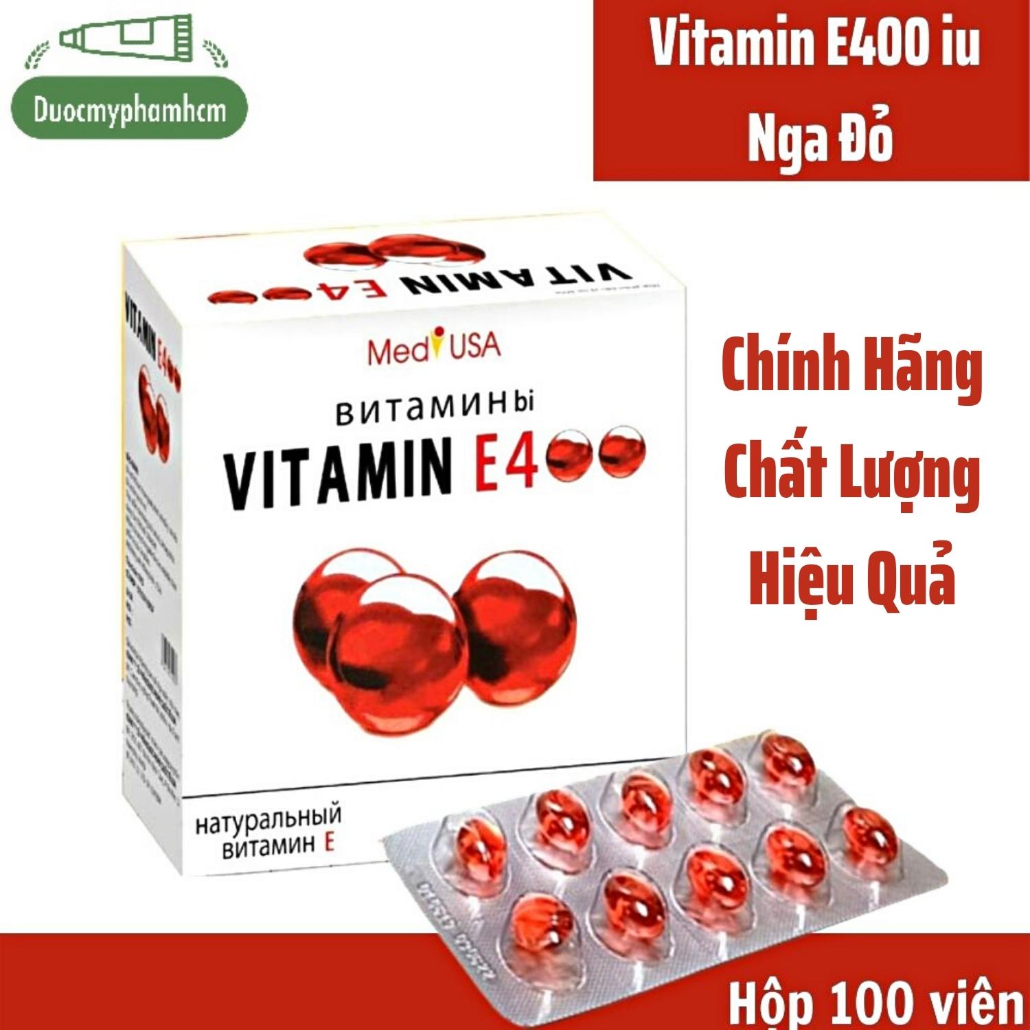 [Freeship HCM] Hộp 100 viên uống Vitamin E Đỏ Nga 4000mcg hỗ trợ đẹp da, căng bóng, cấp ẩm, hạn chế 