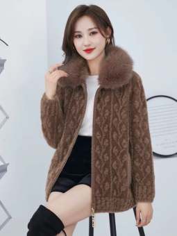 Áo Khoác Len Cổ Lông Cao Cấp 1928.Áo Khoác Len Lông Cừu.